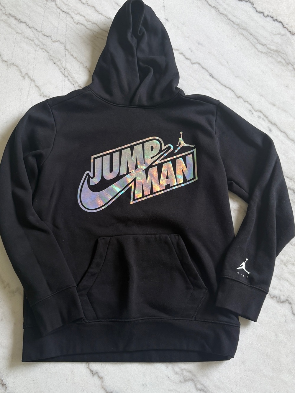 Jordan Black Hoodie with Hologram Jumpman Logo